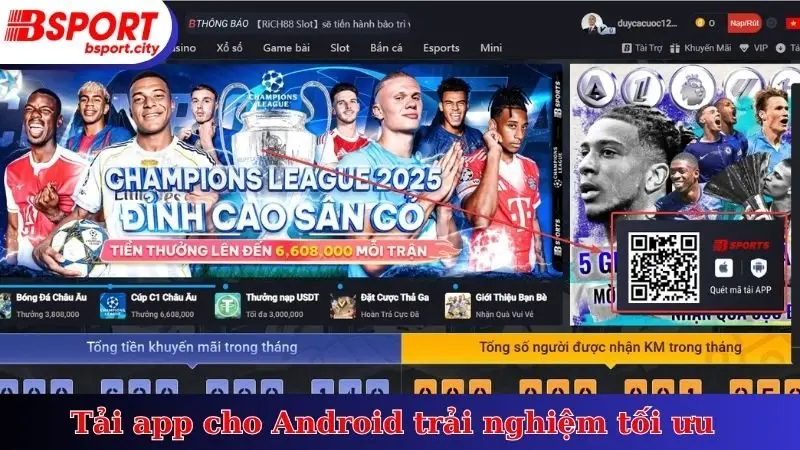 Tải app cho Android trải nghiệm tối ưu
