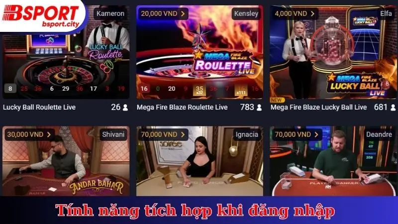 Tính năng tích hợp khi đăng nhập